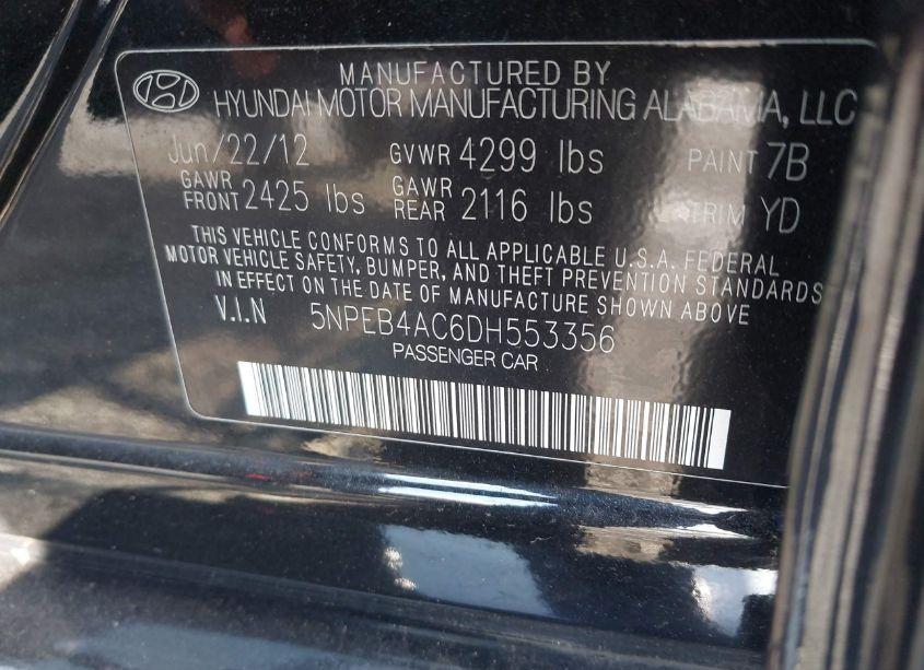 Photo 9 of 2013 Hyundai Sonata GLS (VIN 5NPEB4AC6DH553356)