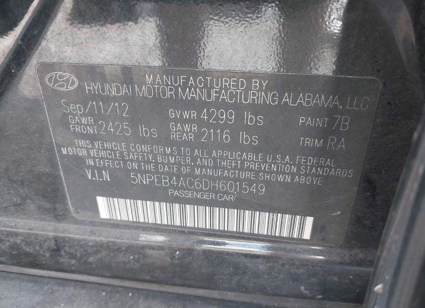 Photo 9 of 2013 Hyundai Sonata GLS (VIN 5NPEB4AC6DH601549)