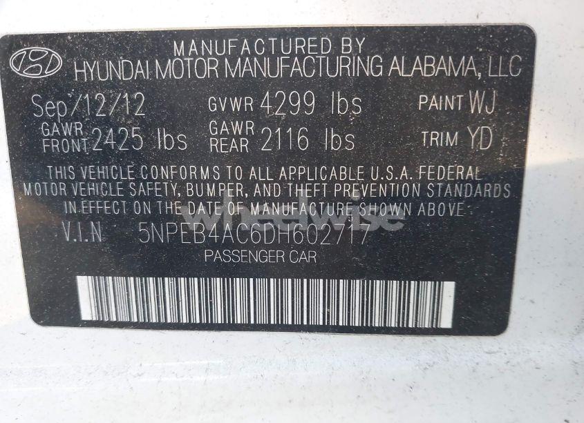 Photo 9 of 2013 Hyundai Sonata GLS (VIN 5NPEB4AC6DH602717)