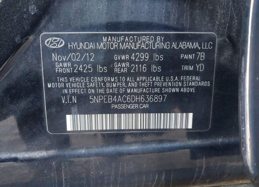 Photo 9 of 2013 Hyundai Sonata GLS (VIN 5NPEB4AC6DH636897)