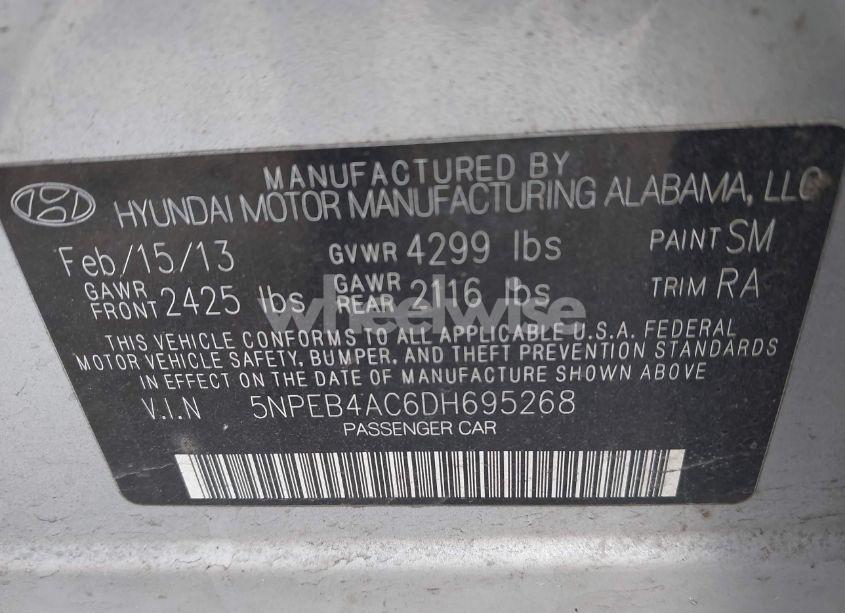 Photo 9 of 2013 Hyundai Sonata GLS (VIN 5NPEB4AC6DH695268)