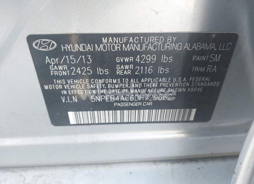 Photo 9 of 2013 Hyundai Sonata GLS (VIN 5NPEB4AC6DH729662)