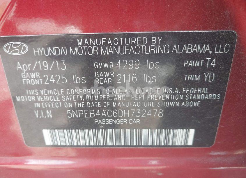 Photo 9 of 2013 Hyundai Sonata GLS (VIN 5NPEB4AC6DH732478)