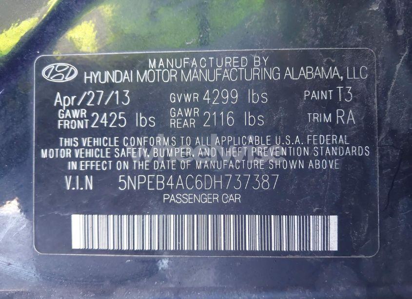 Photo 9 of 2013 Hyundai Sonata GLS (VIN 5NPEB4AC6DH737387)