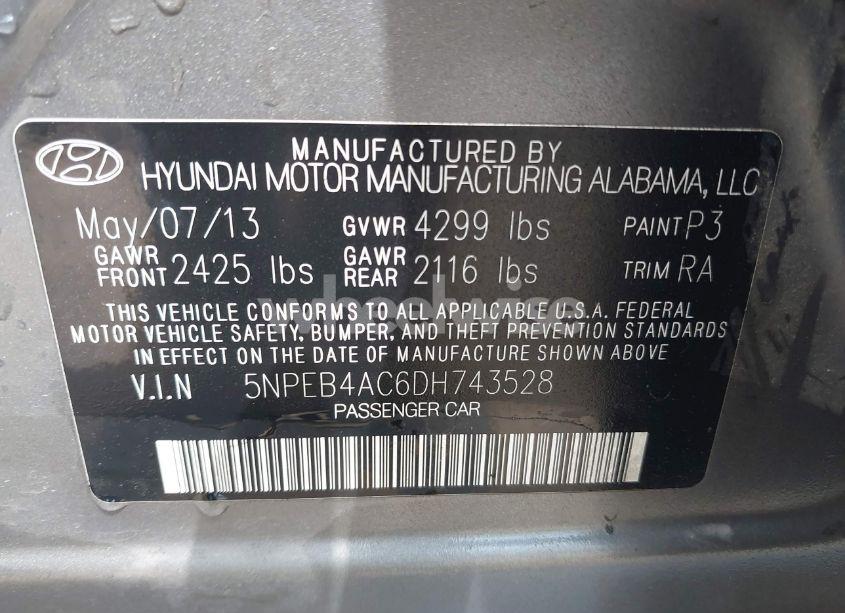 Photo 9 of 2013 Hyundai Sonata GLS (VIN 5NPEB4AC6DH743528)