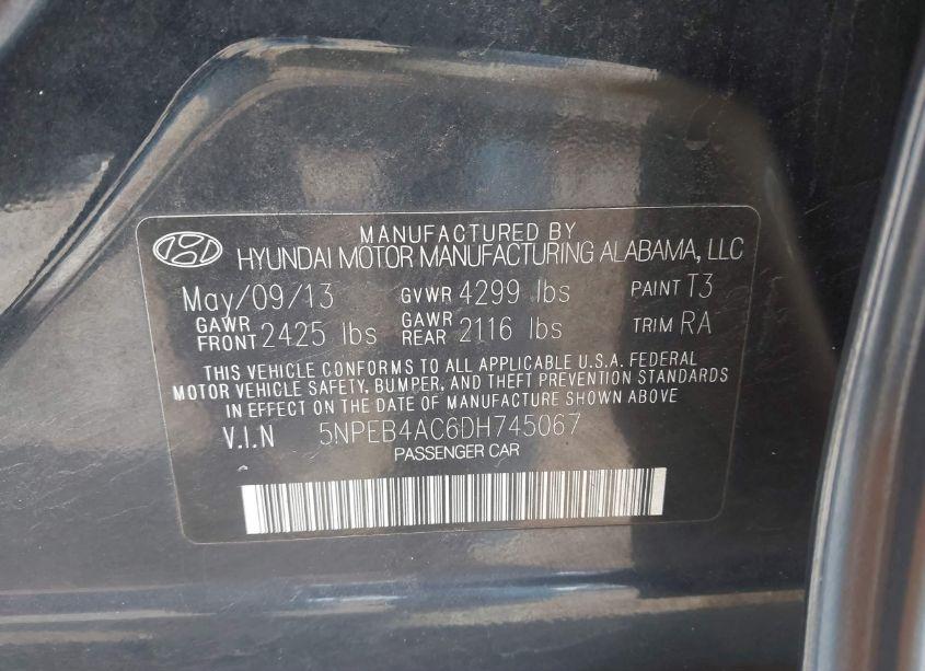 Photo 9 of 2013 Hyundai Sonata (VIN 5NPEB4AC6DH745067)