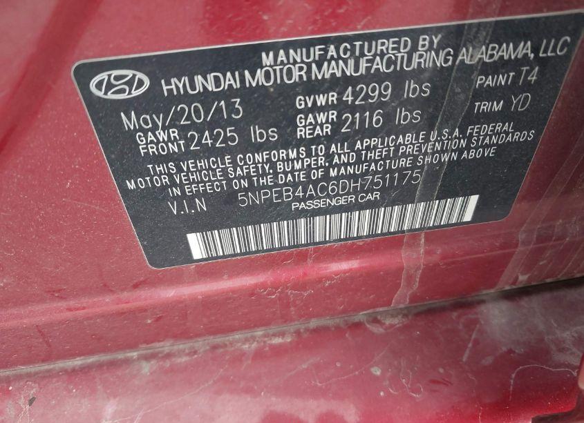 Photo 9 of 2013 Hyundai Sonata GLS (VIN 5NPEB4AC6DH751175)