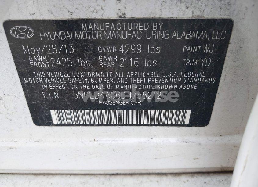 Photo 9 of 2013 Hyundai Sonata GLS (VIN 5NPEB4AC6DH755212)