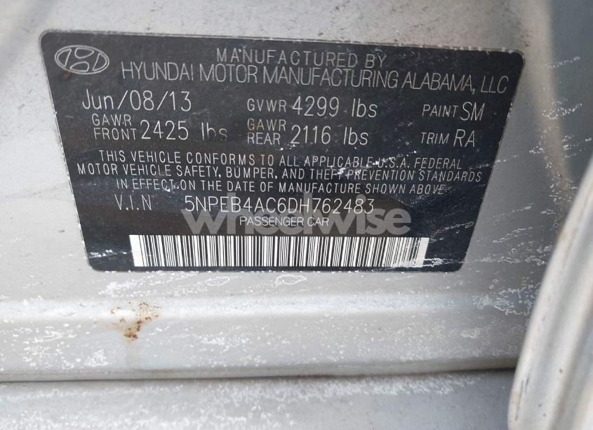 Photo 9 of 2013 Hyundai Sonata GLS (VIN 5NPEB4AC6DH762483)