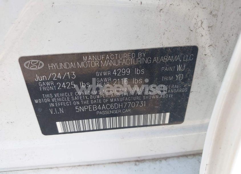 Photo 9 of 2013 Hyundai Sonata GLS (VIN 5NPEB4AC6DH770731)