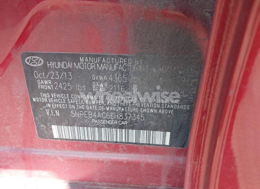 Photo 9 of 2014 Hyundai Sonata GLS (VIN 5NPEB4AC6EH837345)