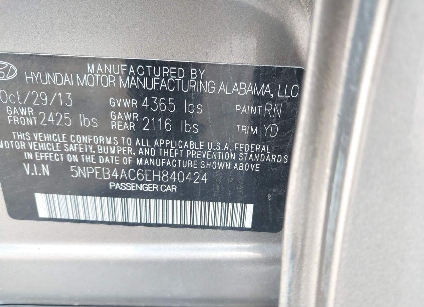 Photo 9 of 2014 Hyundai Sonata GLS (VIN 5NPEB4AC6EH840424)