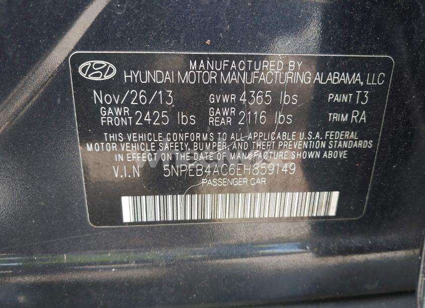 Photo 9 of 2014 Hyundai Sonata GLS (VIN 5NPEB4AC6EH859149)