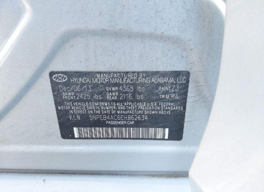 Photo 9 of 2014 Hyundai Sonata GLS (VIN 5NPEB4AC6EH862634)