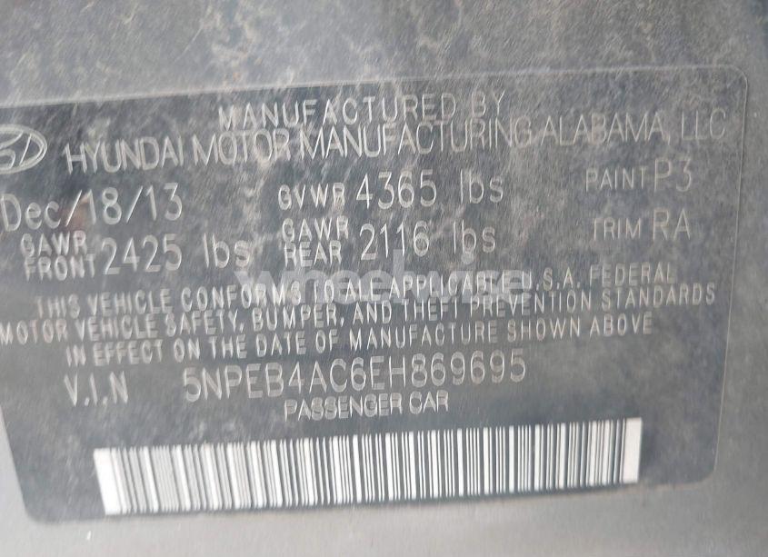 Photo 9 of 2014 Hyundai Sonata GLS (VIN 5NPEB4AC6EH869695)