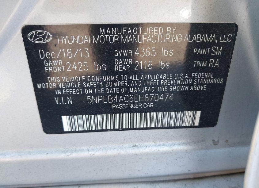 Photo 9 of 2014 Hyundai Sonata GLS (VIN 5NPEB4AC6EH870474)