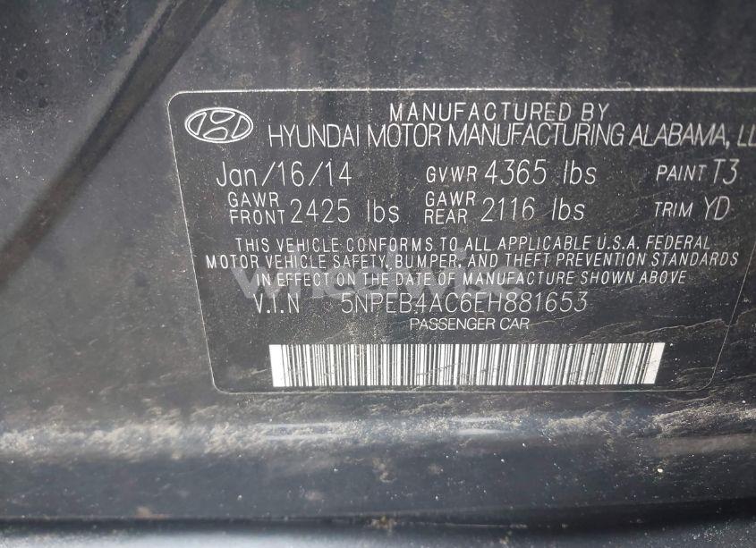 Photo 9 of 2014 Hyundai Sonata GLS (VIN 5NPEB4AC6EH881653)