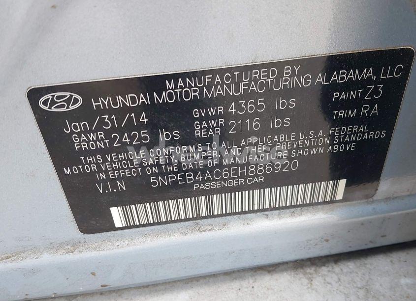 Photo 9 of 2014 Hyundai Sonata GLS (VIN 5NPEB4AC6EH886920)