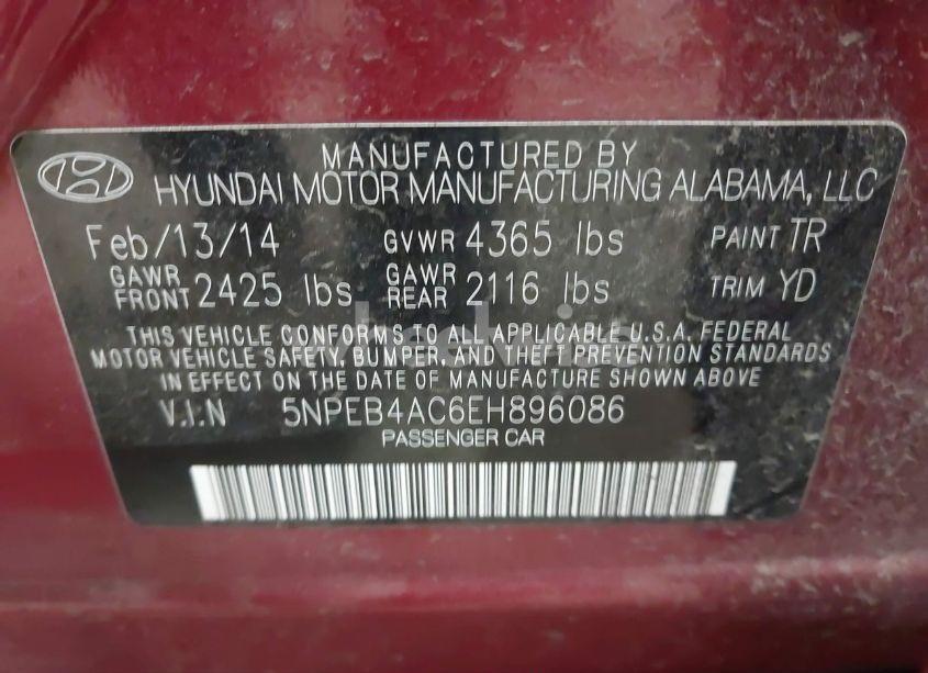 Photo 9 of 2014 Hyundai Sonata GLS (VIN 5NPEB4AC6EH896086)