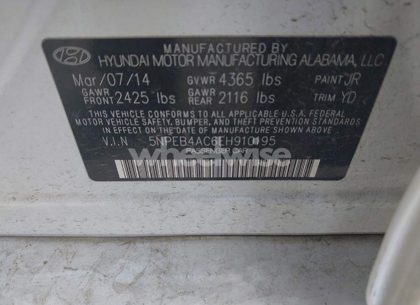Photo 9 of 2014 Hyundai Sonata GLS (VIN 5NPEB4AC6EH910195)