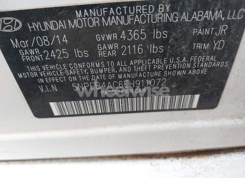 Photo 9 of 2014 Hyundai Sonata GLS (VIN 5NPEB4AC6EH911072)