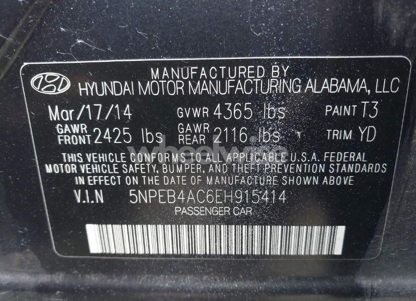 Photo 9 of 2014 Hyundai Sonata GLS (VIN 5NPEB4AC6EH915414)