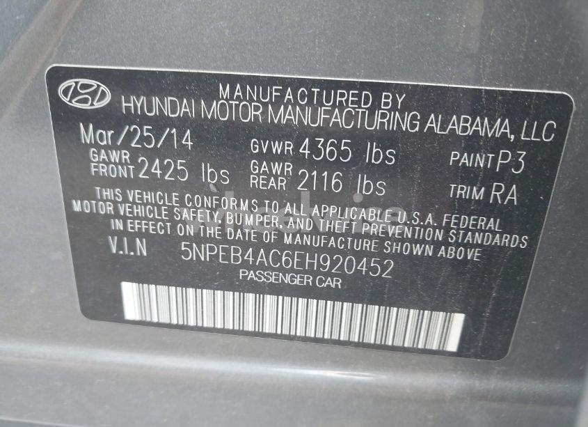 Photo 9 of 2014 Hyundai Sonata GLS (VIN 5NPEB4AC6EH920452)