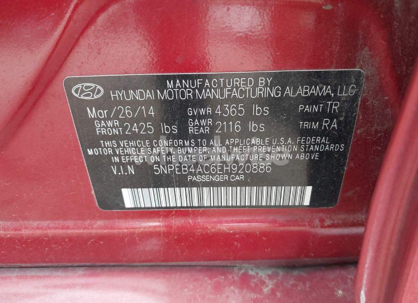 Photo 9 of 2014 Hyundai Sonata GLS (VIN 5NPEB4AC6EH920886)