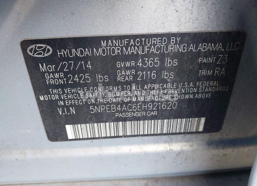 Photo 9 of 2014 Hyundai Sonata GLS (VIN 5NPEB4AC6EH921620)