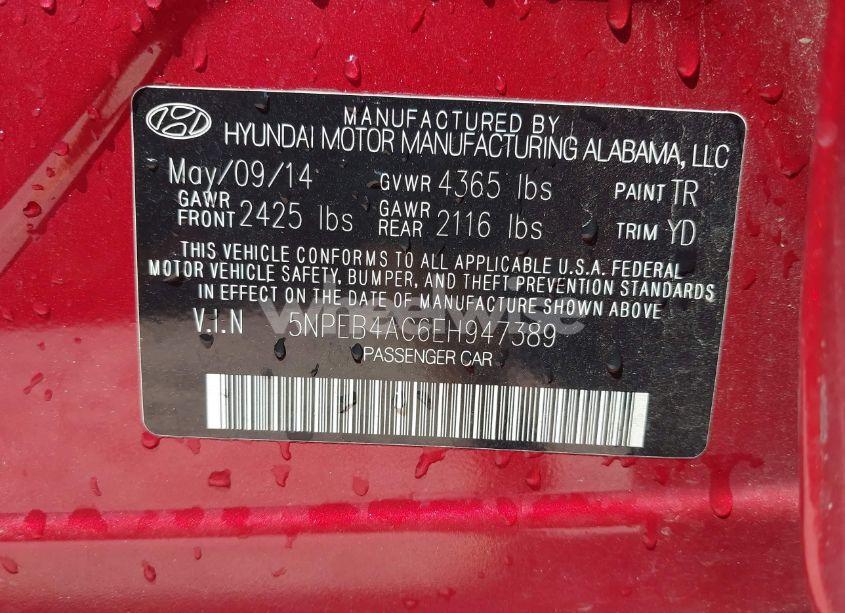 Photo 9 of 2014 Hyundai Sonata GLS (VIN 5NPEB4AC6EH947389)