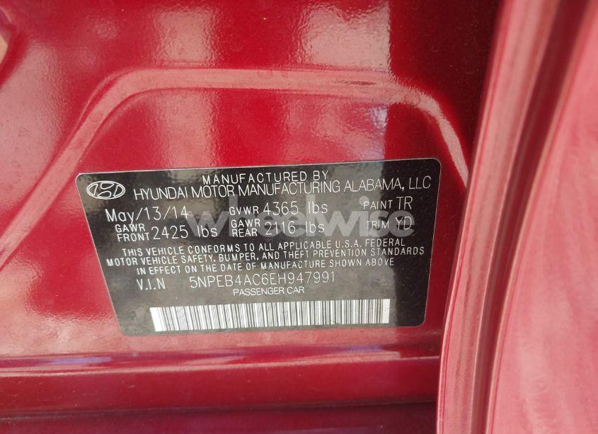 Photo 9 of 2014 Hyundai Sonata GLS (VIN 5NPEB4AC6EH947991)