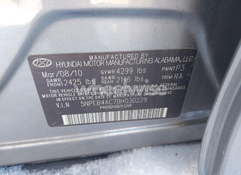 Photo 9 of 2011 Hyundai Sonata GLS (VIN 5NPEB4AC7BH030229)