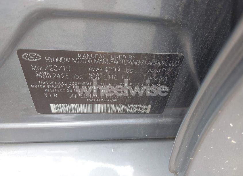 Photo 9 of 2011 Hyundai Sonata GLS (VIN 5NPEB4AC7BH037357)