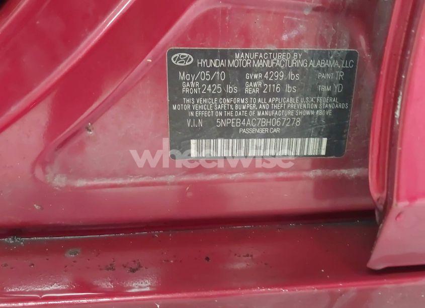 Photo 9 of 2011 Hyundai Sonata GLS (VIN 5NPEB4AC7BH067278)