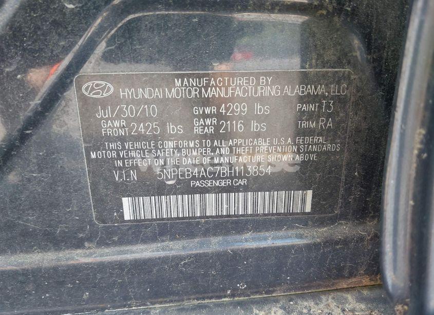 Photo 9 of 2011 Hyundai Sonata GLS (VIN 5NPEB4AC7BH113854)