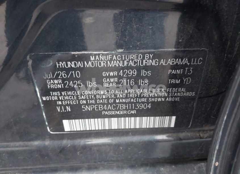 Photo 9 of 2011 Hyundai Sonata GLS (VIN 5NPEB4AC7BH113904)