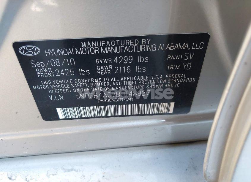 Photo 9 of 2011 Hyundai Sonata GLS (VIN 5NPEB4AC7BH148927)