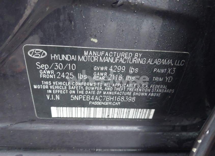 Photo 9 of 2011 Hyundai Sonata GLS (VIN 5NPEB4AC7BH168398)