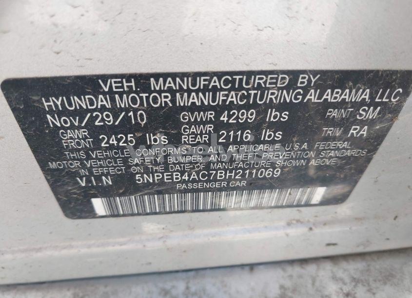Photo 9 of 2011 Hyundai Sonata GLS (VIN 5NPEB4AC7BH211069)