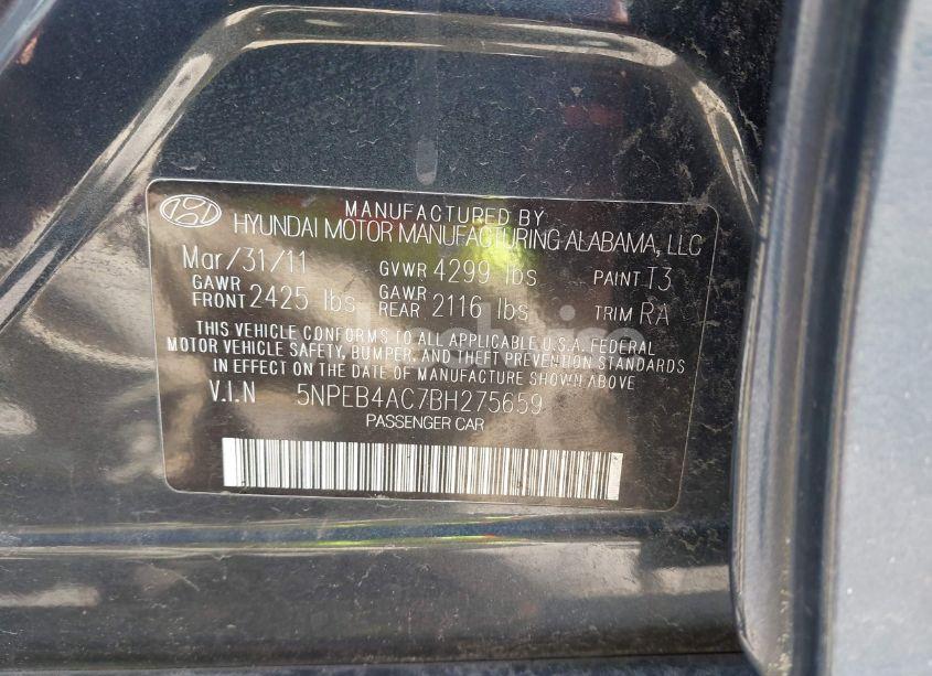 Photo 9 of 2011 Hyundai Sonata GLS (VIN 5NPEB4AC7BH275659)