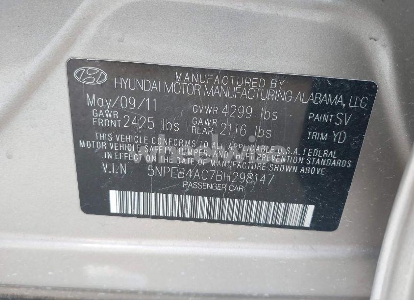 Photo 9 of 2011 Hyundai Sonata GLS (VIN 5NPEB4AC7BH298147)