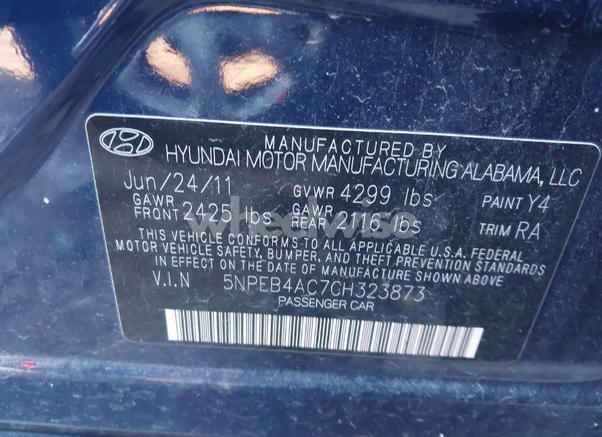 Photo 9 of 2012 Hyundai Sonata GLS (VIN 5NPEB4AC7CH323873)