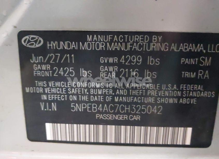 Photo 9 of 2012 Hyundai Sonata GLS (VIN 5NPEB4AC7CH325042)