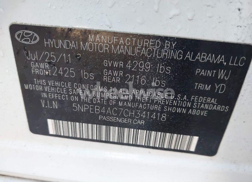 Photo 9 of 2012 Hyundai Sonata GLS (VIN 5NPEB4AC7CH341418)