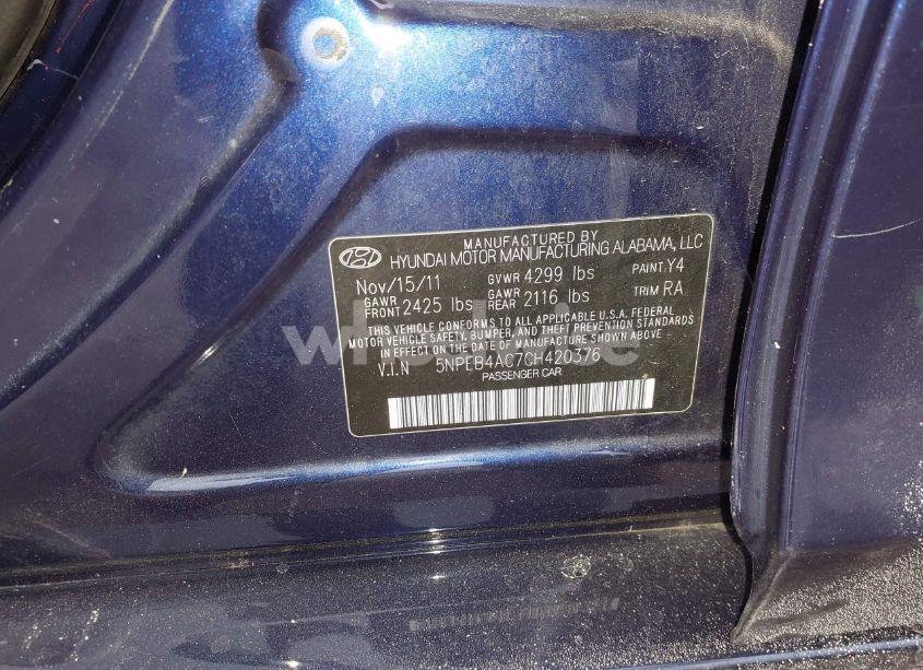 Photo 9 of 2012 Hyundai Sonata GLS (VIN 5NPEB4AC7CH420376)