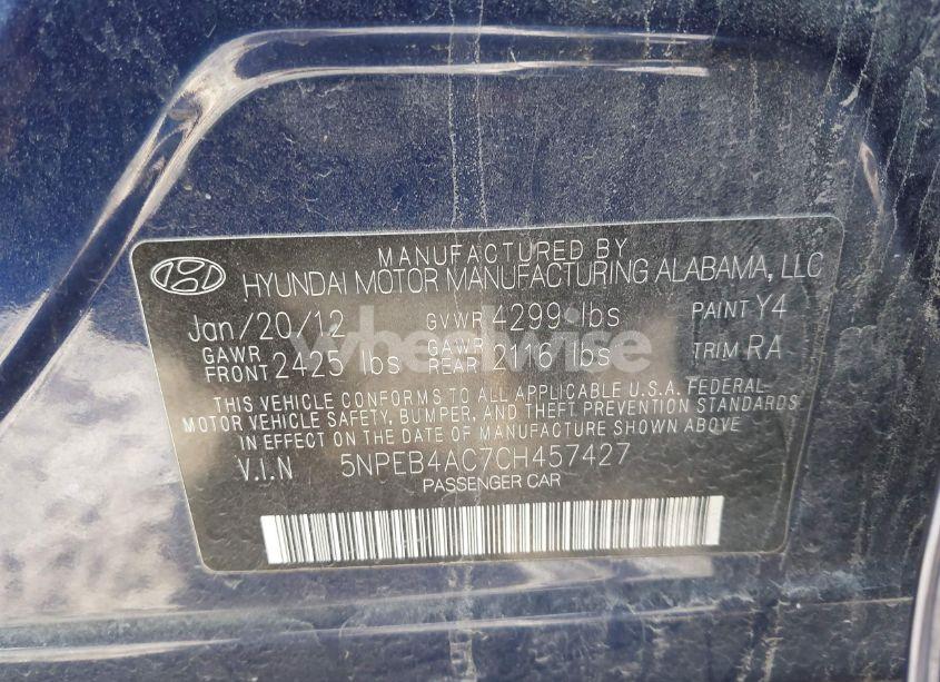Photo 9 of 2012 Hyundai Sonata GLS (VIN 5NPEB4AC7CH457427)