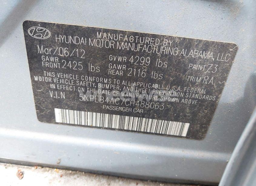 Photo 9 of 2012 Hyundai Sonata GLS (VIN 5NPEB4AC7CH488063)