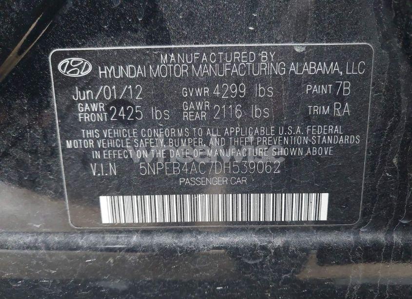 Photo 9 of 2013 Hyundai Sonata GLS (VIN 5NPEB4AC7DH539062)