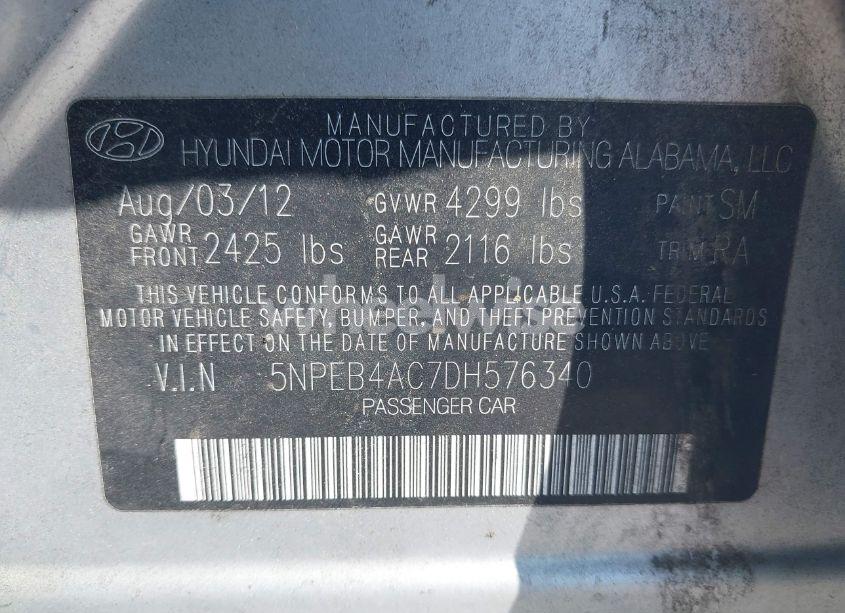 Photo 9 of 2013 Hyundai Sonata GLS (VIN 5NPEB4AC7DH576340)