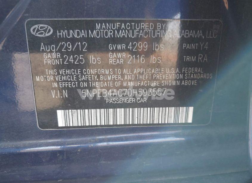Photo 9 of 2013 Hyundai Sonata GLS (VIN 5NPEB4AC7DH593557)